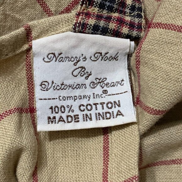 Nancy's Nook Tie Apron Farm House Star Brown Blue Plaid Kitchen India 4th July - Picture 6 of 11